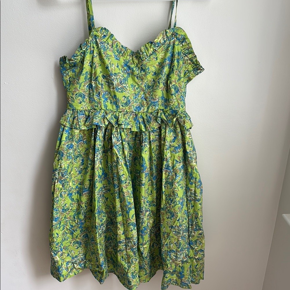 Floral Green and Blue Dress